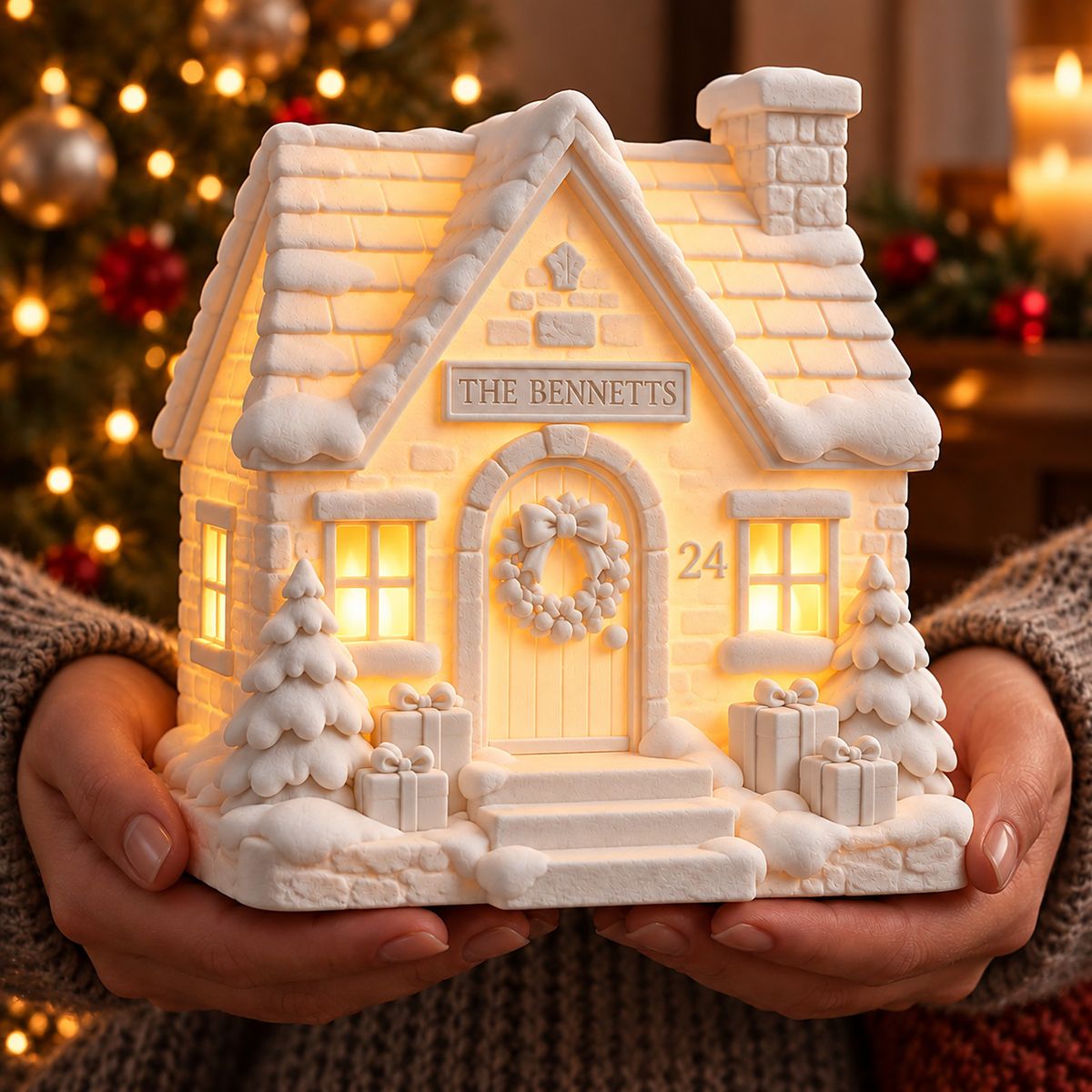 Christmas Cottage held in a hand