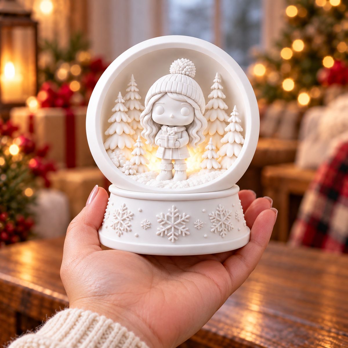 Family Snow Globe held in a hand